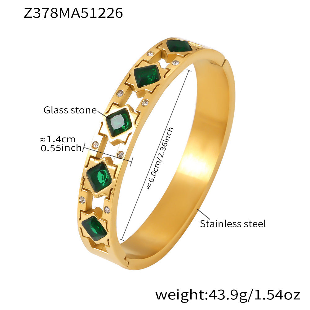 Vintage Emerald Geometric Bangles