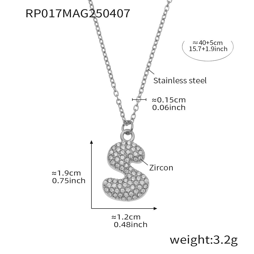 Pave Crystal Bubble Initial Necklace