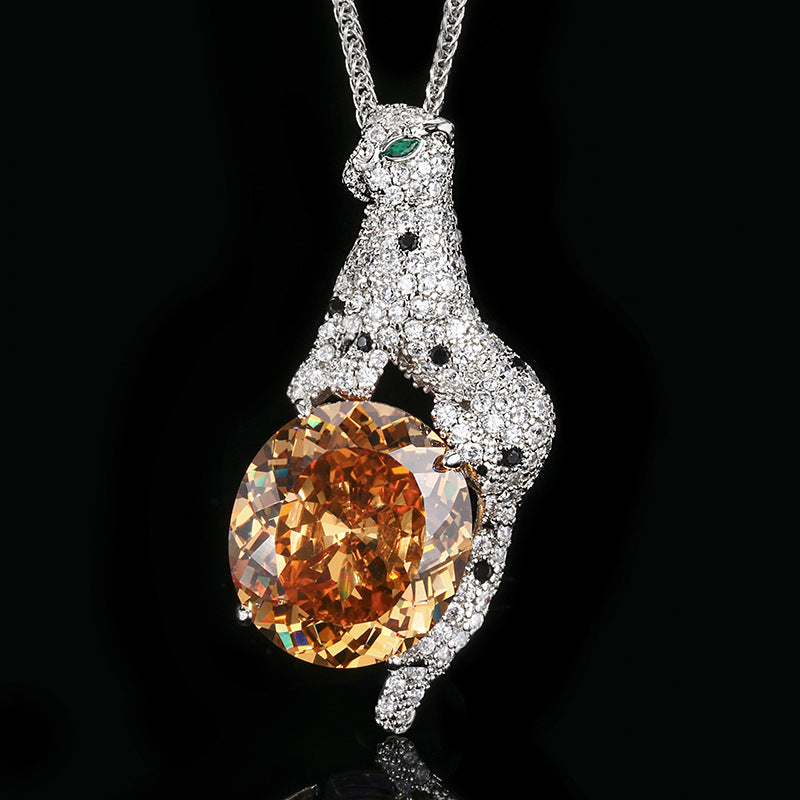 Elegant Panther Pendant with Vibrant Gemstone Treasure