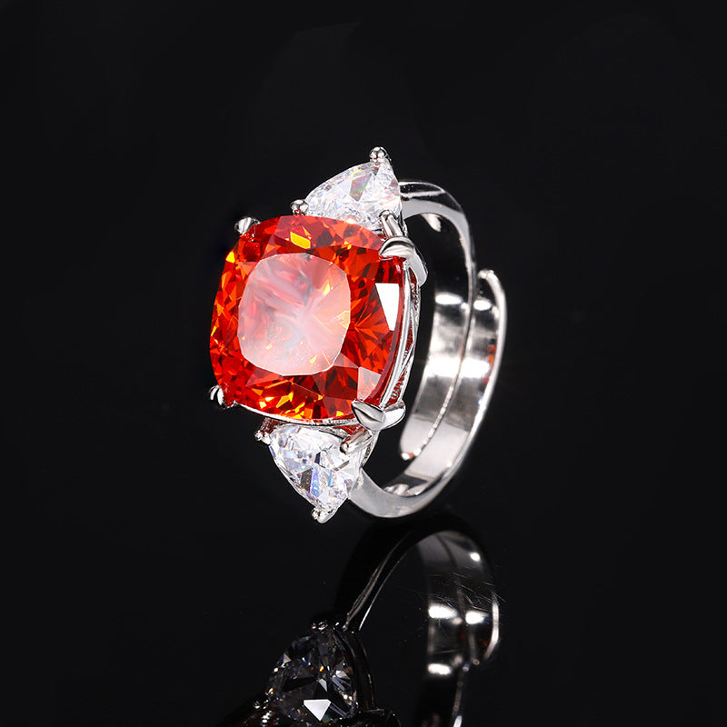 Elegant Fiery Orange Cushion-Cut Jewelry Set