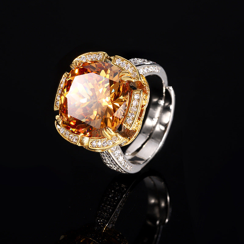 Luxe Cushion Cut Purple Yellow Sparkle Statement Jewelry Set