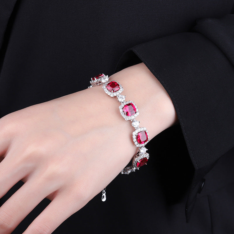 Vintage Halo Cushion Cut Vibrant Gemstone Tennis Bracelet