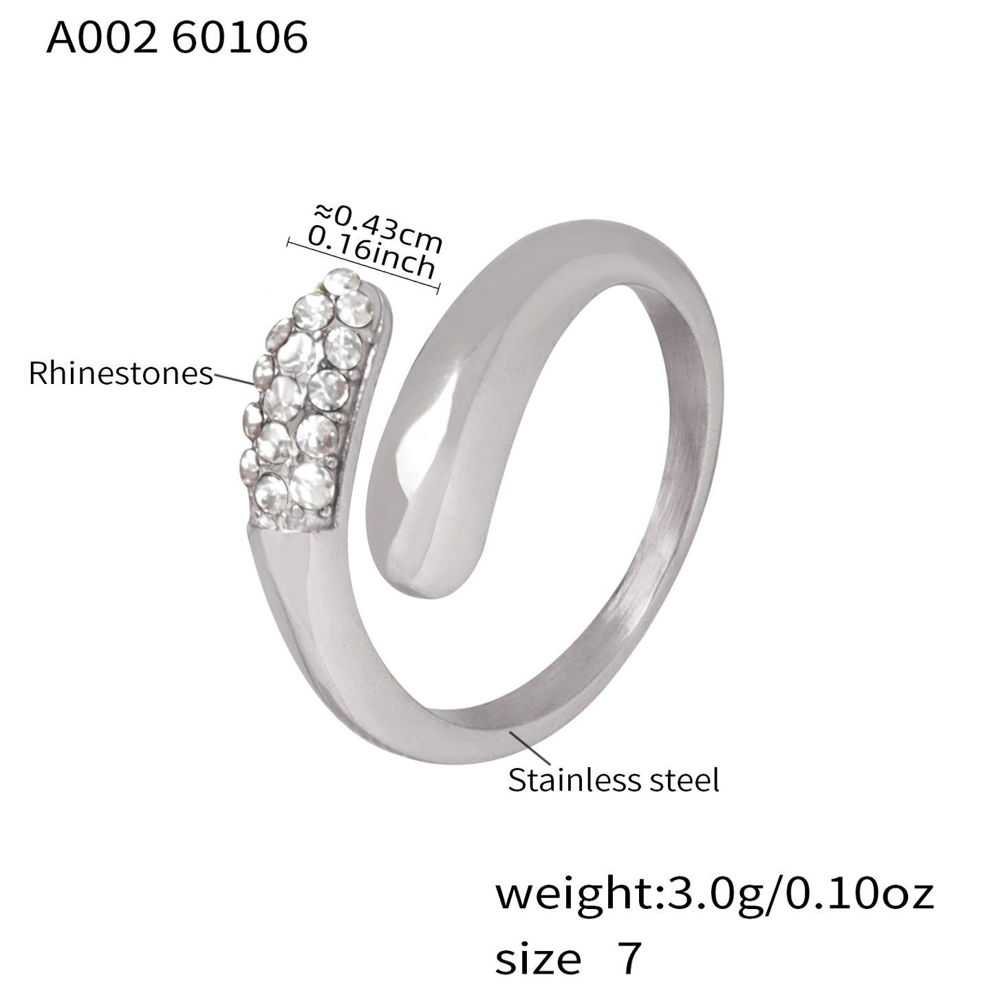 Crystal Open Cuff Rings