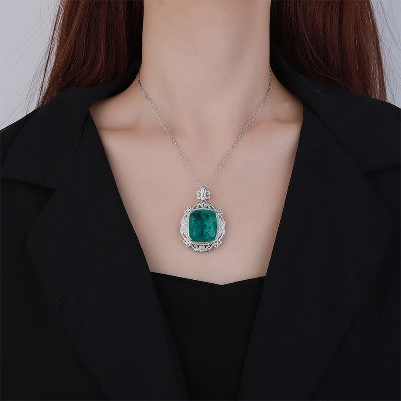 Luxury Cushion Cut Gemstone Pendant Necklace