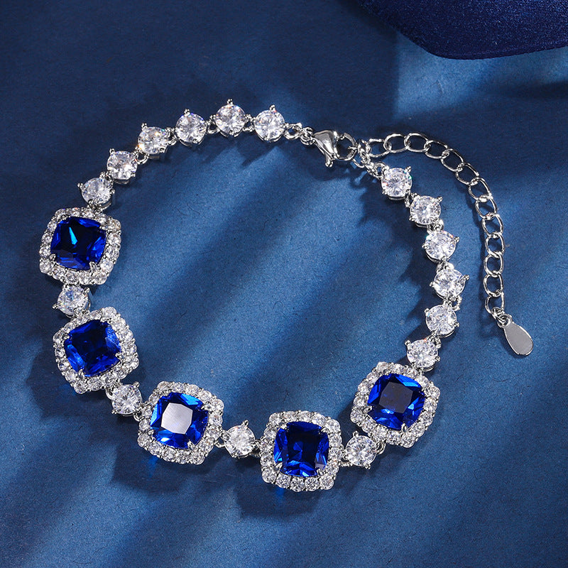 Vintage Halo Cushion Cut Vibrant Gemstone Tennis Bracelet