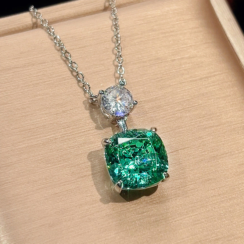 Radiant Emerald Green Cushion Jewelry Collection