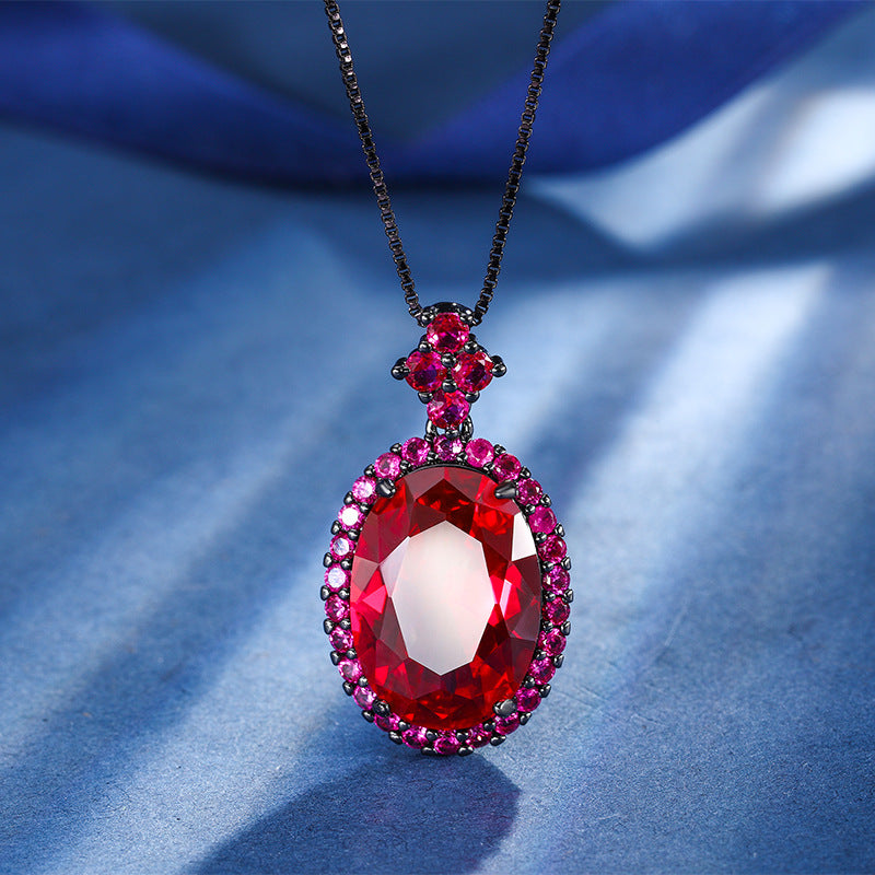 Black Gold Crimson Red Gemstone Statement Jewelry Set