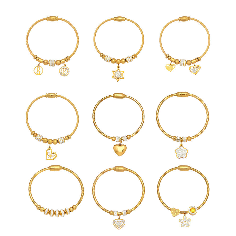 Elegant Crystal Charm Cable Bangles