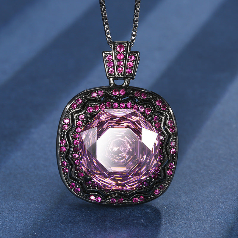 Vintage Rose-Cut Gemstone Halo Necklace and Ring Set