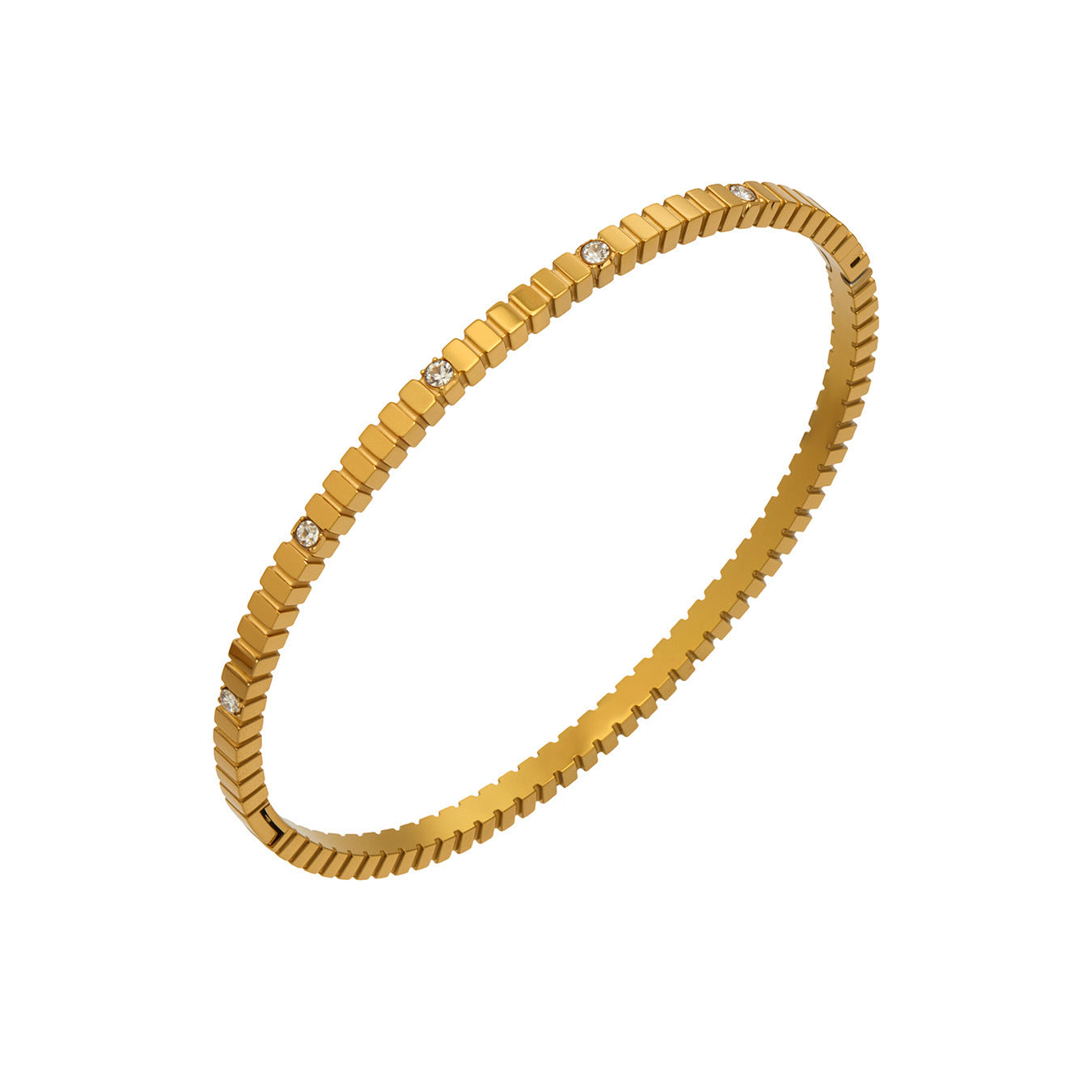 Stackable Ribbed Crystal Textured Bangles