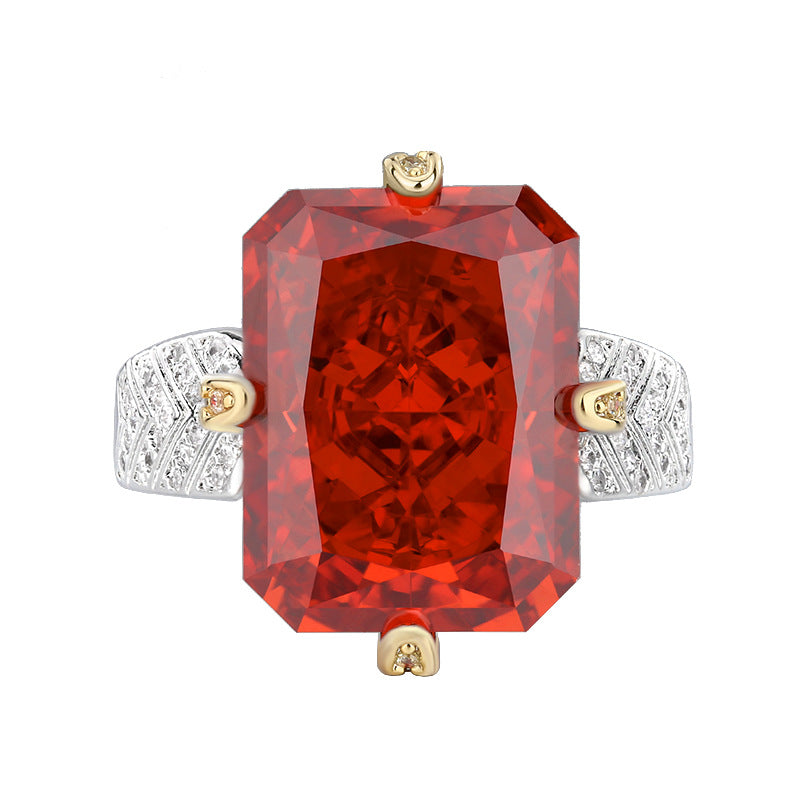 Luxurious Radiant Cut Gemstone Chevron Pavé Statement Ring