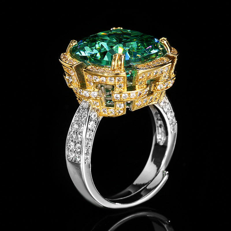 Exquisite Emerald Green Cushion Cut Statement Jewelry Set