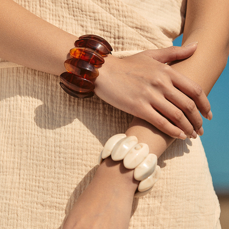 Bold Marbled Resin Chunky Link Bracelet