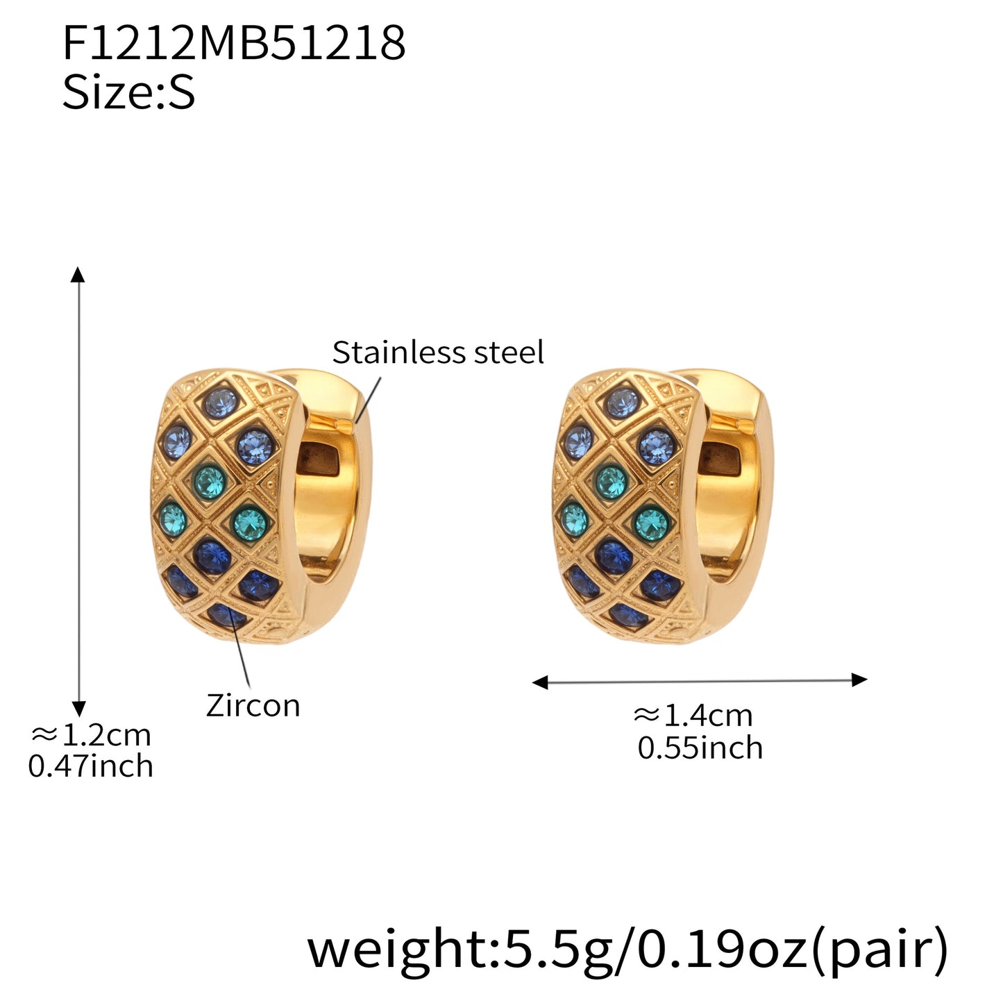 Boucles d'oreilles créoles en cristal à texture matelassée colorée 