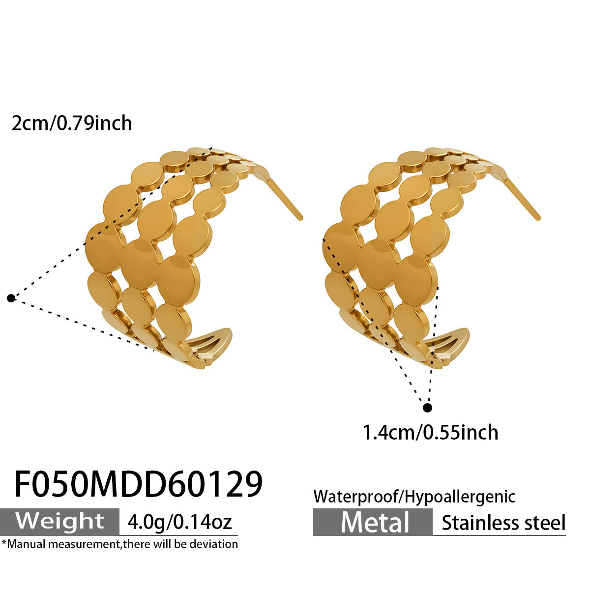 Geometric Scalloped Wide Hoop Earrings