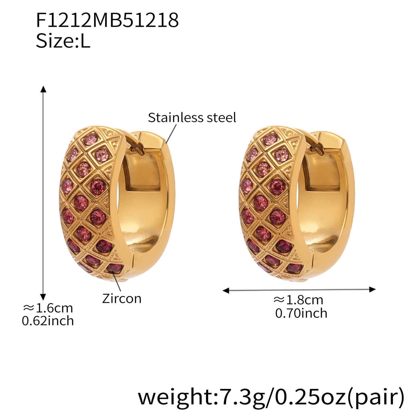 Boucles d'oreilles créoles en cristal à texture matelassée colorée 