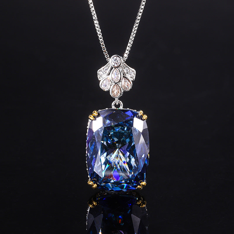 Radiant Cut Multi-Color Crystal Pendant Necklace