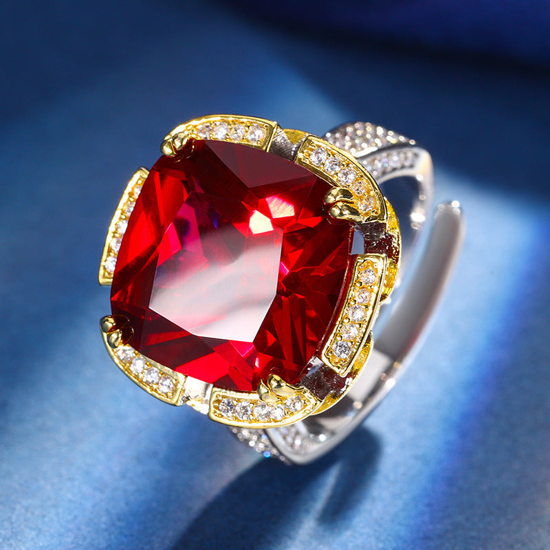 Vintage Royal Cushion-Cut Emerald and Ruby Statement Rings
