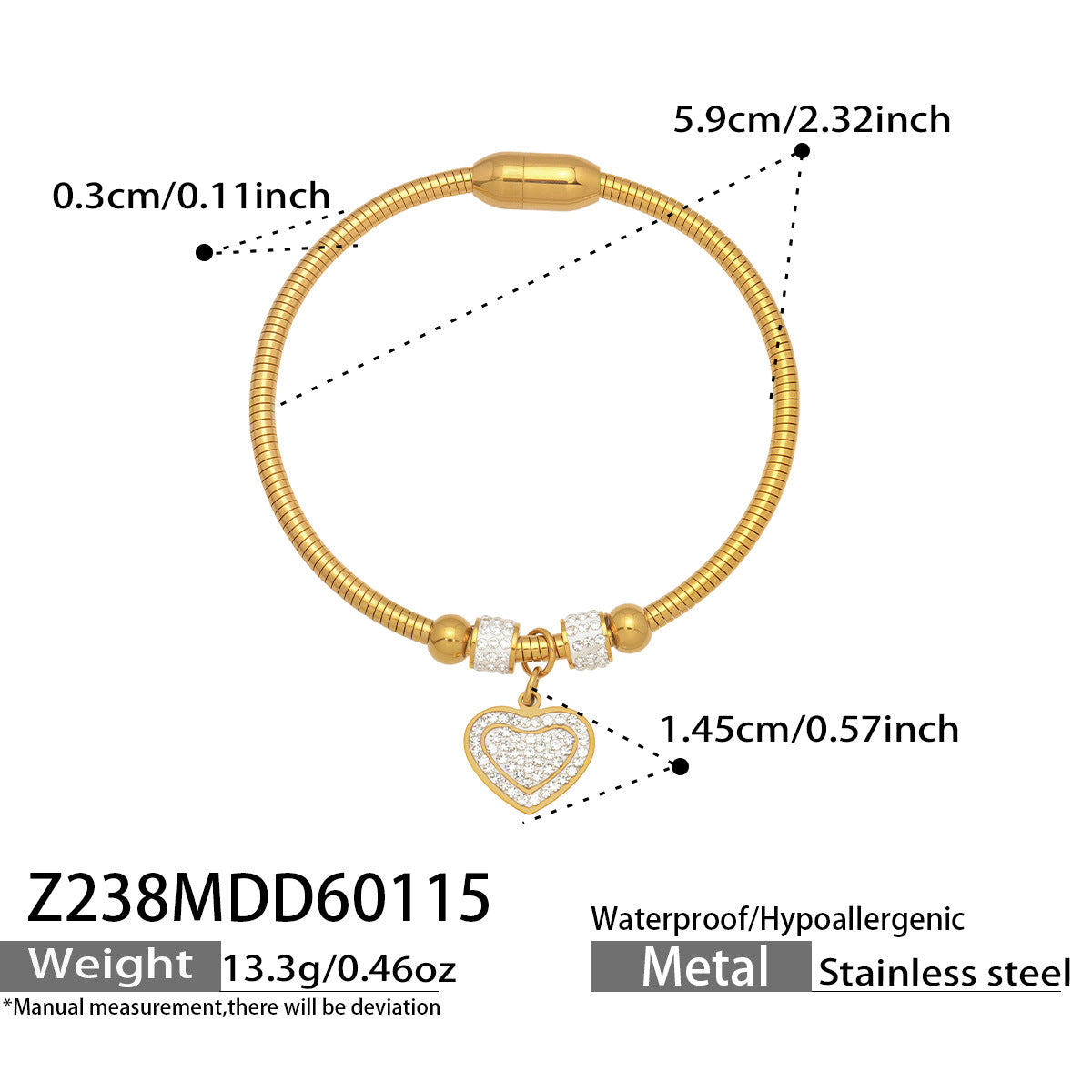 Elegant Crystal Charm Cable Bangles