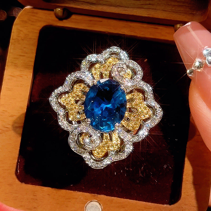 Vintage-Inspired Royal Blue Gemstone Floral Jewelry Set