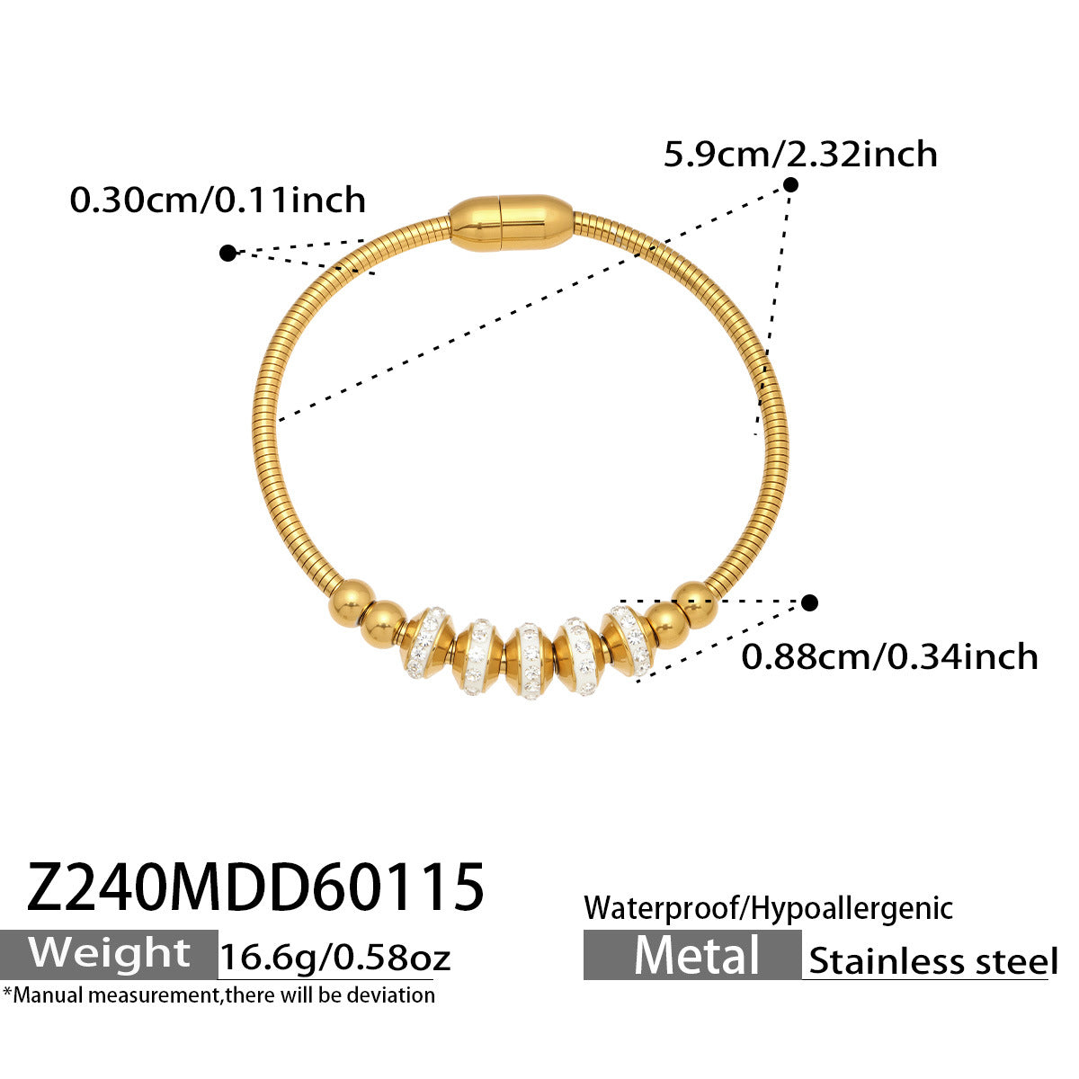 Elegant Crystal Charm Cable Bangles