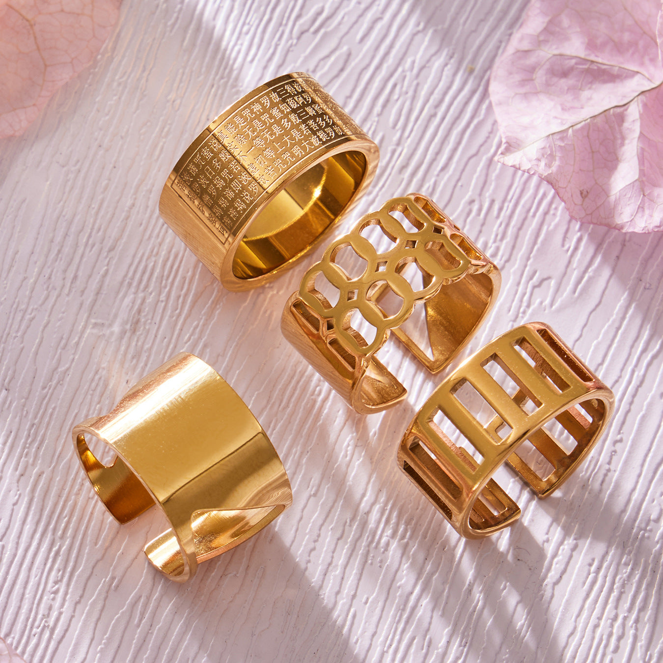 Urban Zen Minimalist Geometric Ring Set