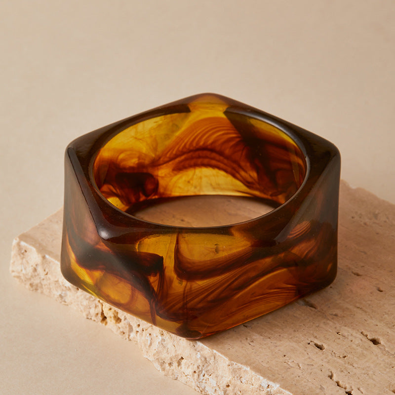 Bold Geometric Faceted Resin Statement Bangle