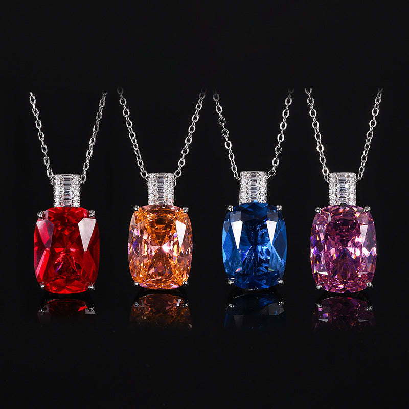 Luxury Radiant Cushion-Cut Gemstone Filigree Pendant Necklace