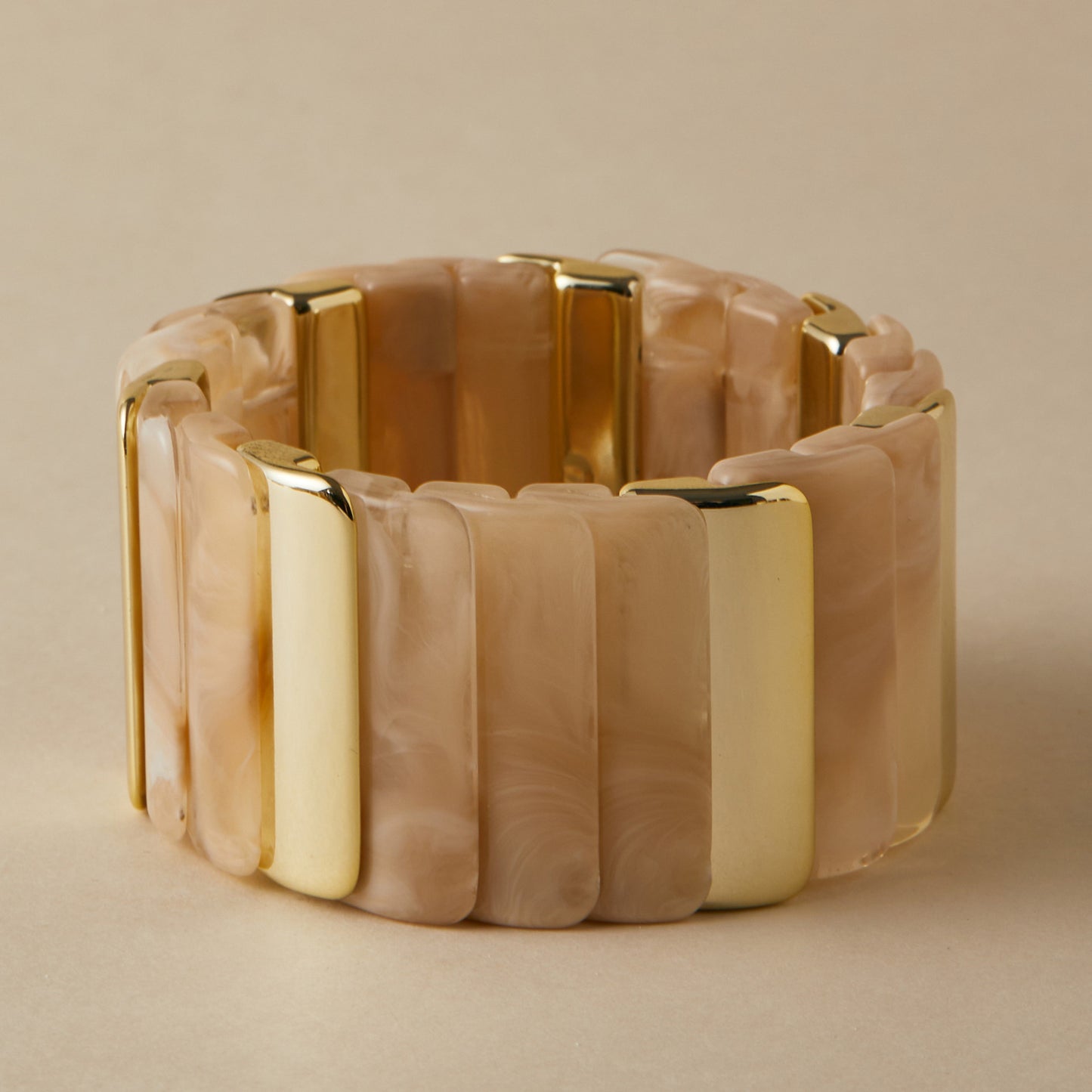 Chunky Resin & Gold Statement Stretch Bracelet