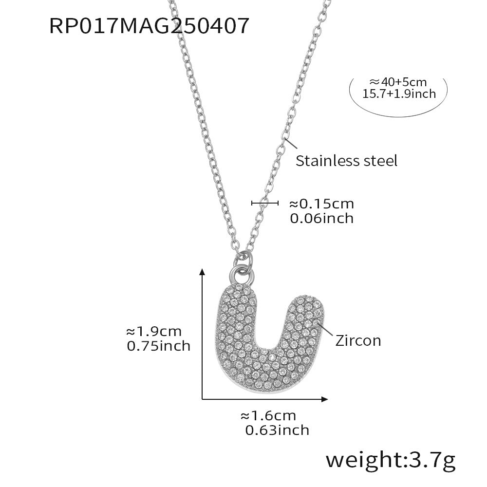 Pave Crystal Bubble Initial Necklace