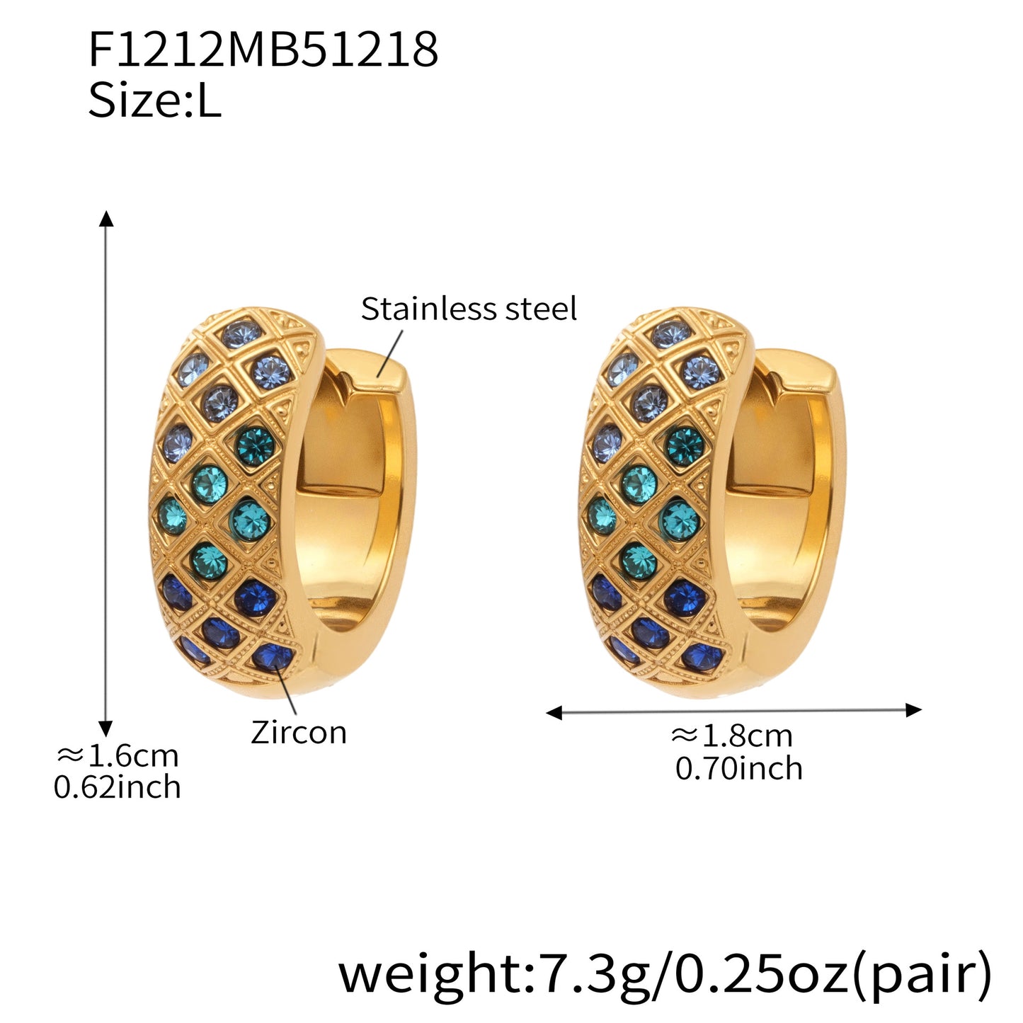 Boucles d'oreilles créoles en cristal à texture matelassée colorée 