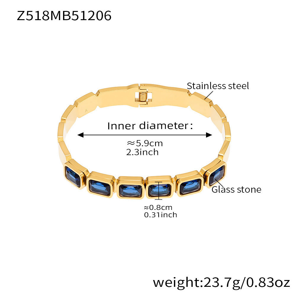 Emerald-Cut Crystal Hinged Bangle