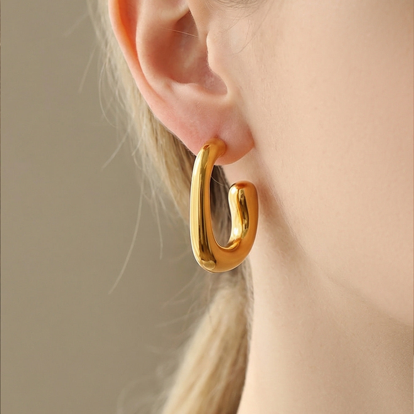 Sculptural Gold Teardrop Chunky Hoop Earrings
