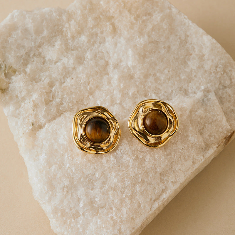 Tiger's Eye Vintage Earrings