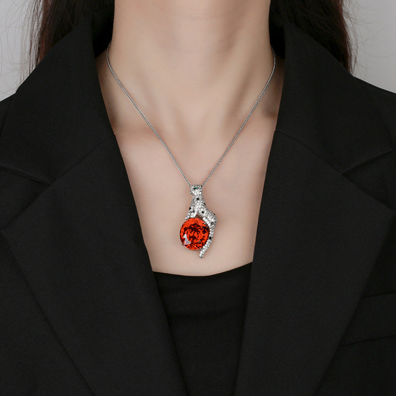 Elegant Panther Pendant with Vibrant Gemstone Treasure