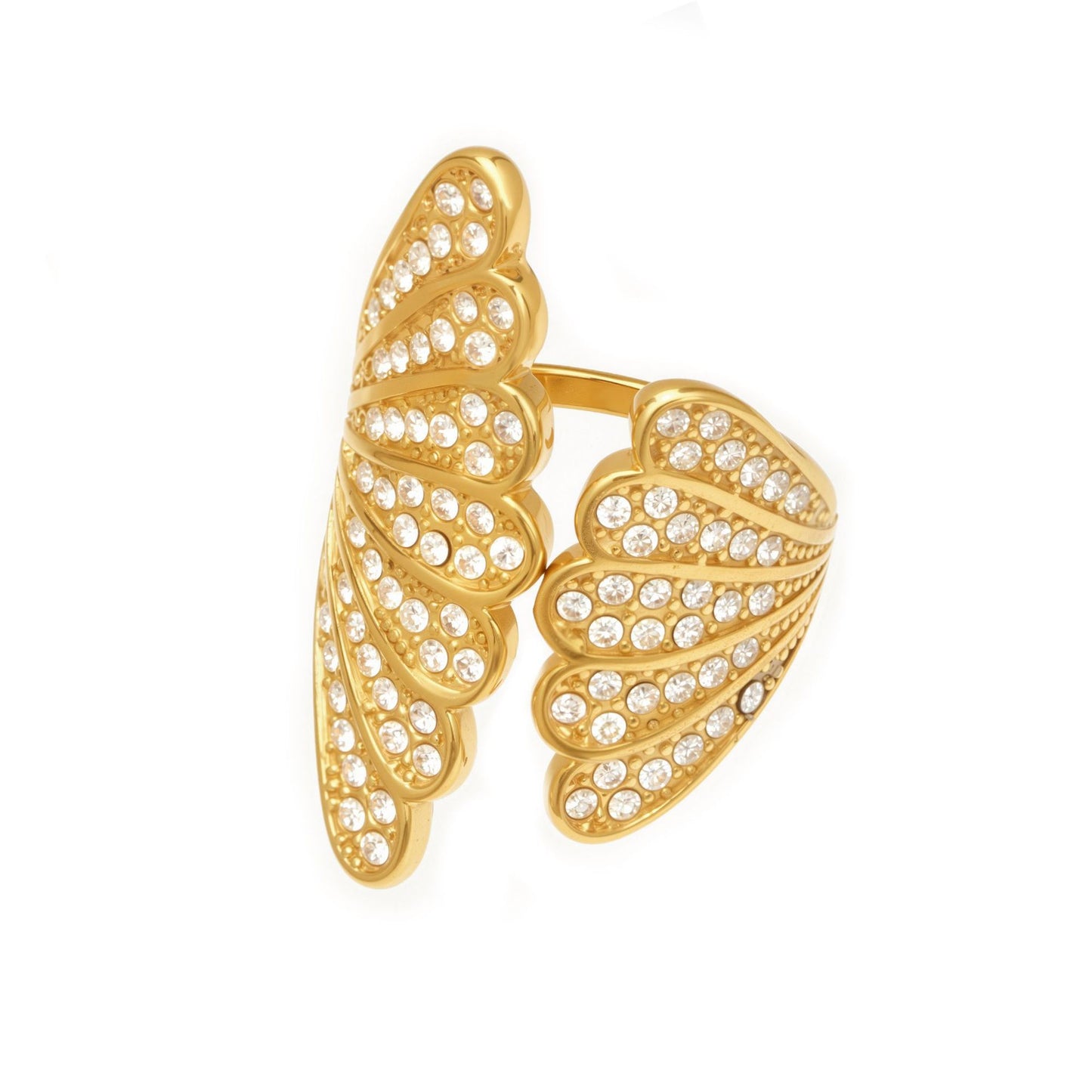 Sparkling Seashell Open Band Ring