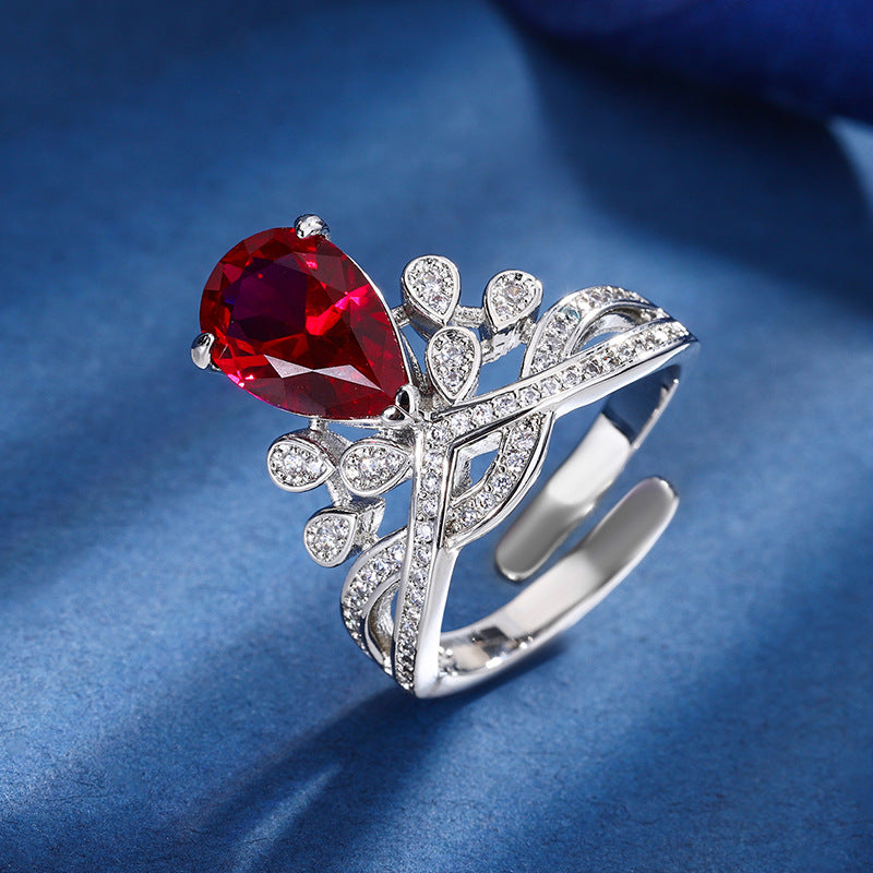 Vintage Pear-Cut Tiara Crown Gemstone Statement Ring