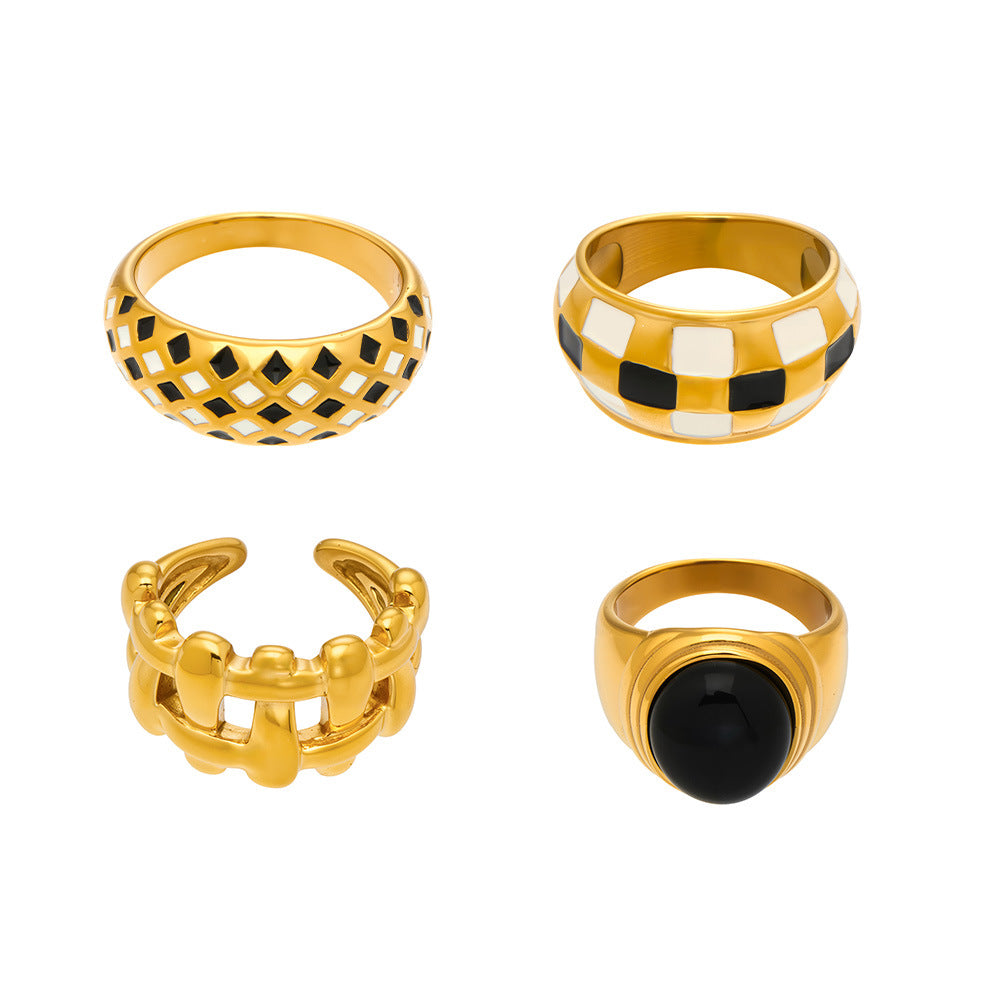 Bold Monochrome Retro-Chic Rings Collection