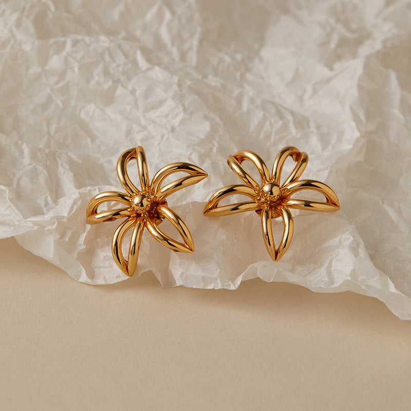 Abstract Flower Petal Statement Earrings