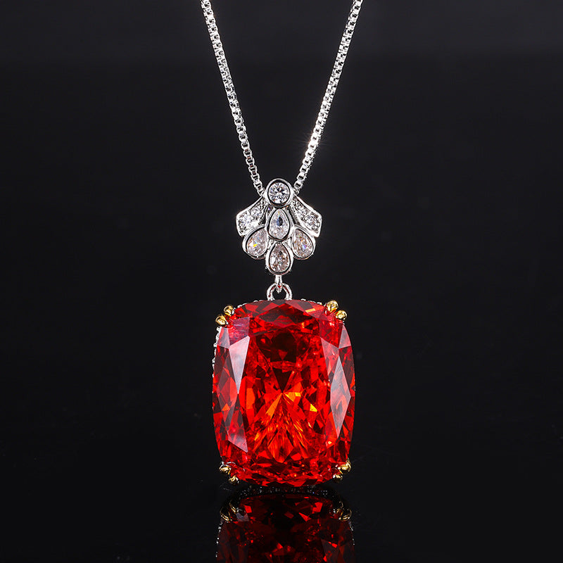 Radiant Cut Multi-Color Crystal Pendant Necklace