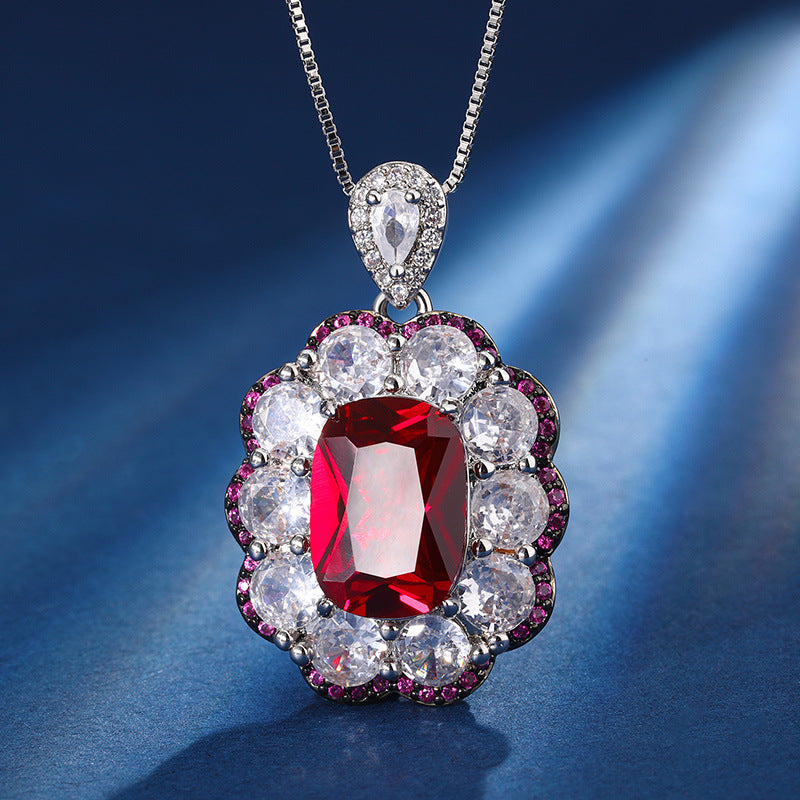 Luxury Red Crystal Halo Jewelry Set