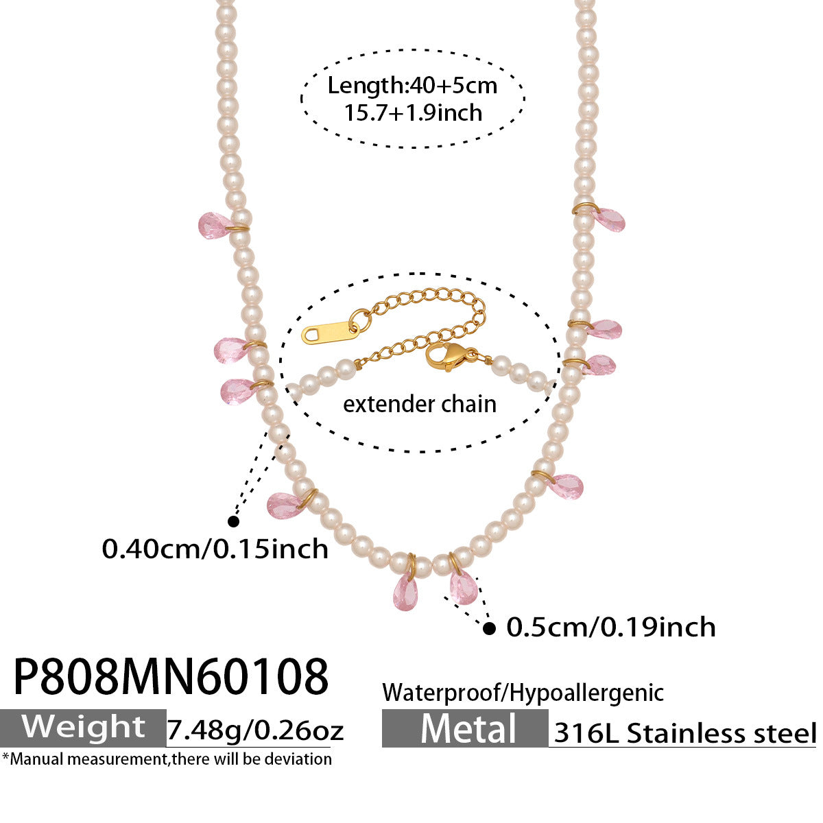 Bohemian Pearl Hamsa Hand Necklace