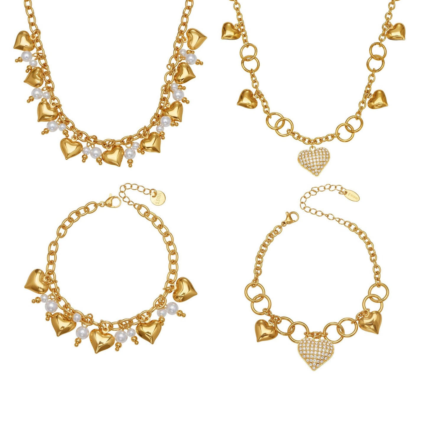 Luxury Heart Pearl Layered Jewelry Set