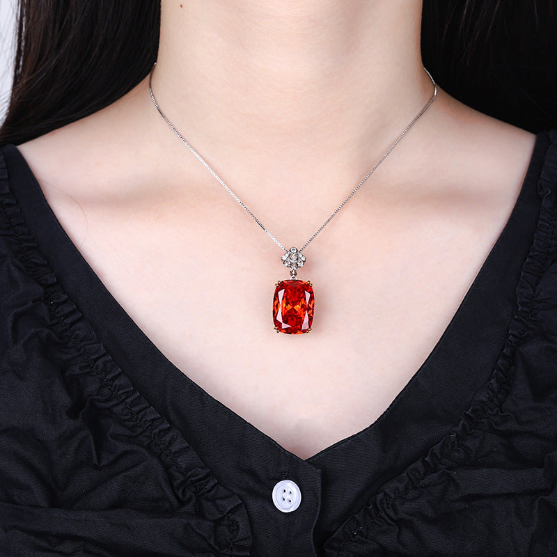 Radiant Cut Multi-Color Crystal Pendant Necklace