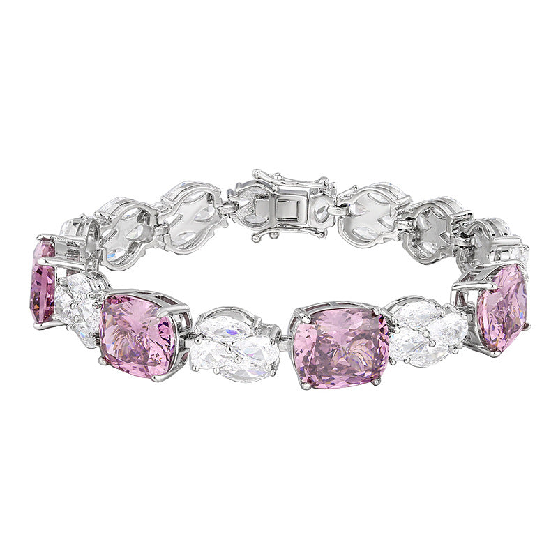Pastel Cushion Cut Crystal Sparkle Tennis Bracelet
