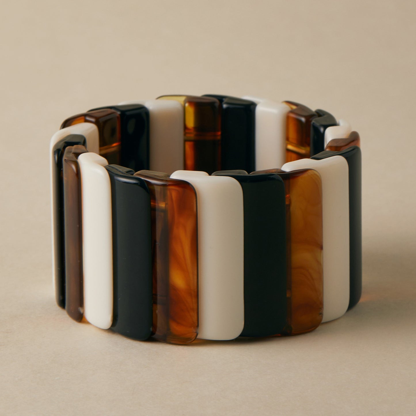 Chunky Resin & Gold Statement Stretch Bracelet