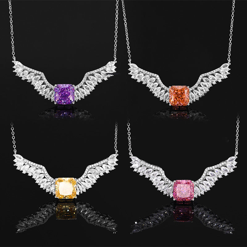 Ethereal Angel Wings Gemstone Necklace in Radiant Colors