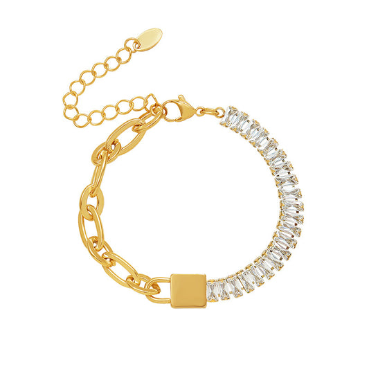 Chic Baguette Crystal Mixed Link Bracelet