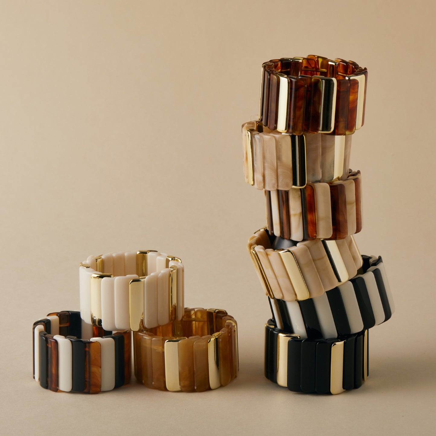 Chunky Resin & Gold Statement Stretch Bracelet