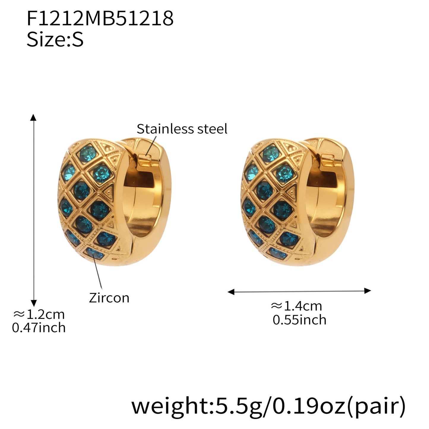 Boucles d'oreilles créoles en cristal à texture matelassée colorée 